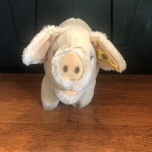 STEIFF Suggy pink Pig Piglet plush stuffed Toy 6”W/ tag Ear Button Austria VTG